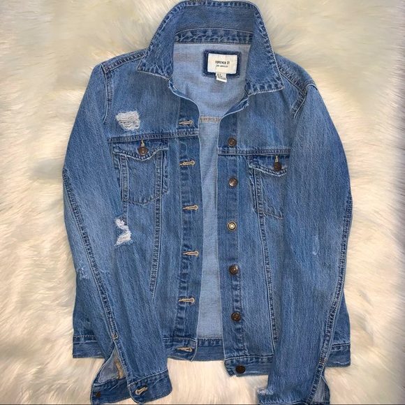 FOREVER 21 Ripped Jean Jacket - Picture 1 of 2
